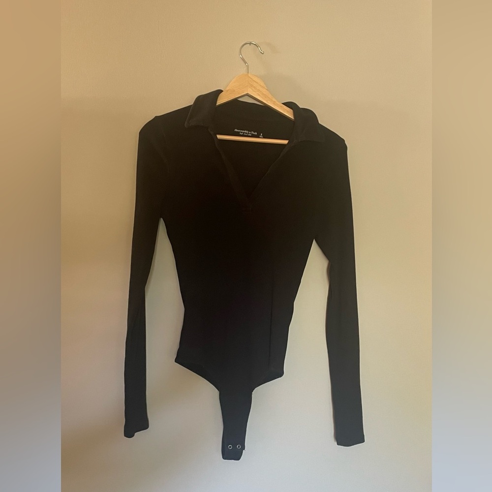 Abercrombie & Fitch Black Fitted Polo Bodysuit